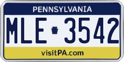 PA license plate MLE3542
