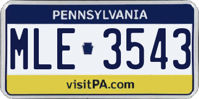 PA license plate MLE3543