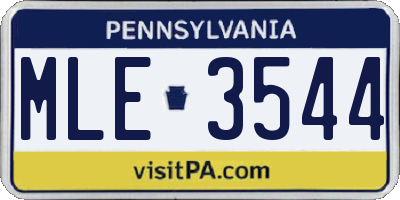PA license plate MLE3544