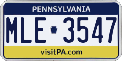 PA license plate MLE3547