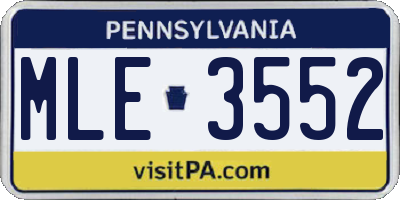 PA license plate MLE3552