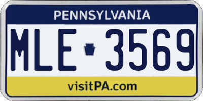 PA license plate MLE3569