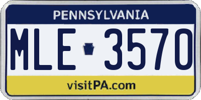 PA license plate MLE3570