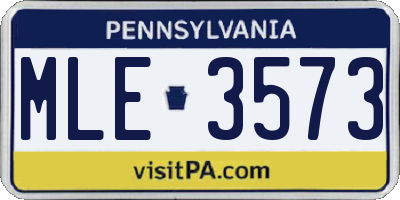 PA license plate MLE3573