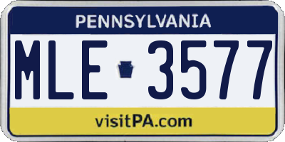 PA license plate MLE3577