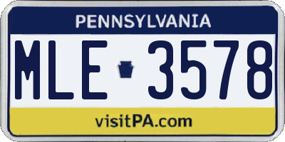 PA license plate MLE3578