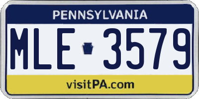 PA license plate MLE3579