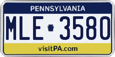 PA license plate MLE3580