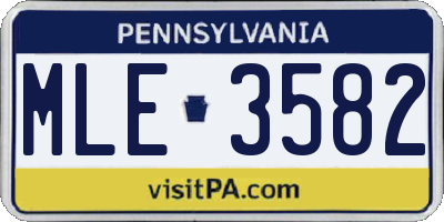 PA license plate MLE3582
