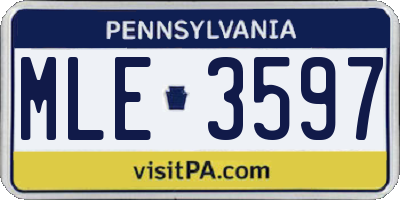 PA license plate MLE3597