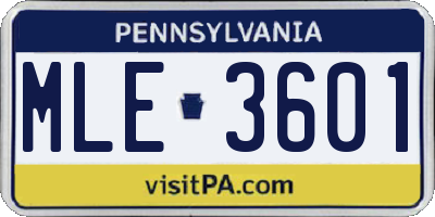 PA license plate MLE3601
