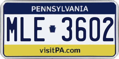 PA license plate MLE3602