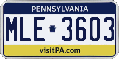 PA license plate MLE3603