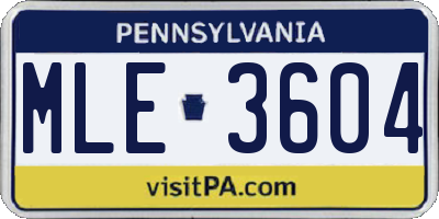 PA license plate MLE3604
