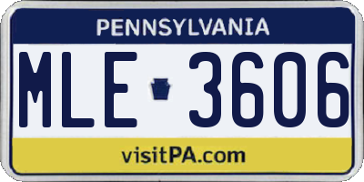 PA license plate MLE3606