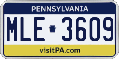 PA license plate MLE3609