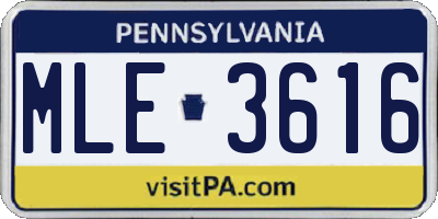 PA license plate MLE3616