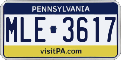 PA license plate MLE3617