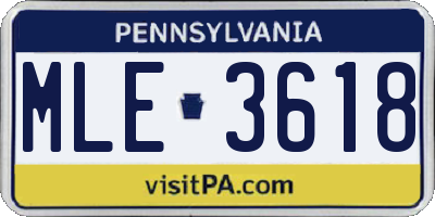 PA license plate MLE3618