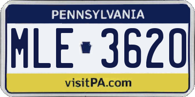 PA license plate MLE3620