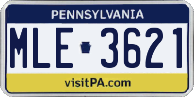 PA license plate MLE3621