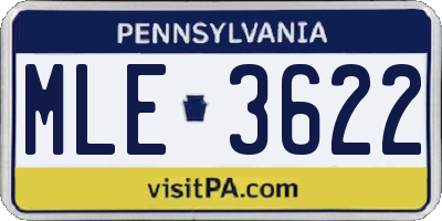 PA license plate MLE3622