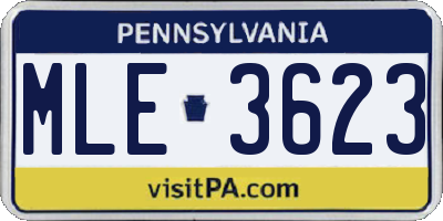 PA license plate MLE3623