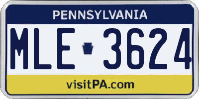 PA license plate MLE3624