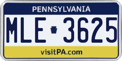 PA license plate MLE3625
