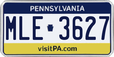 PA license plate MLE3627