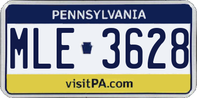 PA license plate MLE3628
