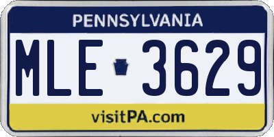PA license plate MLE3629