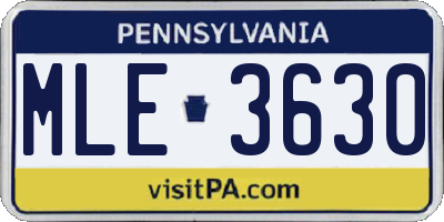 PA license plate MLE3630