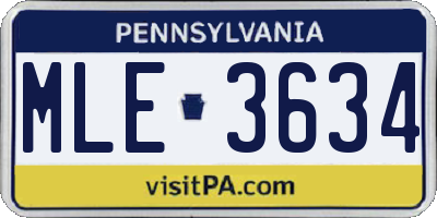 PA license plate MLE3634