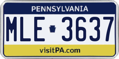 PA license plate MLE3637