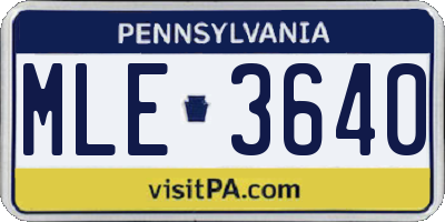 PA license plate MLE3640