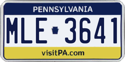 PA license plate MLE3641