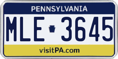 PA license plate MLE3645