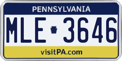 PA license plate MLE3646
