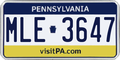 PA license plate MLE3647
