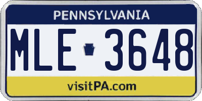 PA license plate MLE3648