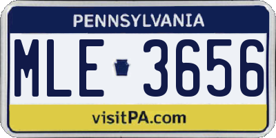 PA license plate MLE3656
