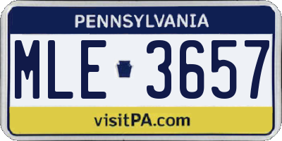 PA license plate MLE3657