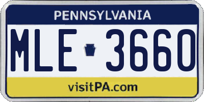 PA license plate MLE3660