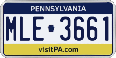 PA license plate MLE3661