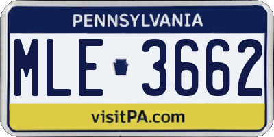 PA license plate MLE3662