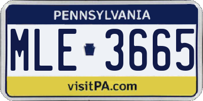 PA license plate MLE3665