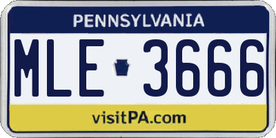 PA license plate MLE3666