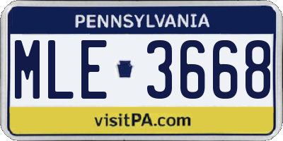 PA license plate MLE3668