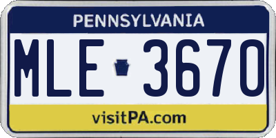 PA license plate MLE3670